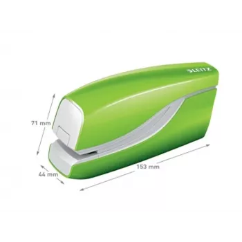 Leitz NeXXt nietmachine op batterij WOW 5566, 10 vel, voorlader, 1 cm, kunststof, groen, batterij