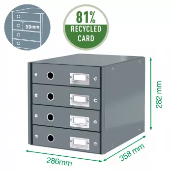 Leitz Click & Store WOW ladekast (4 laden), groen, karton, 286 mm, 356 mm, 282 mm