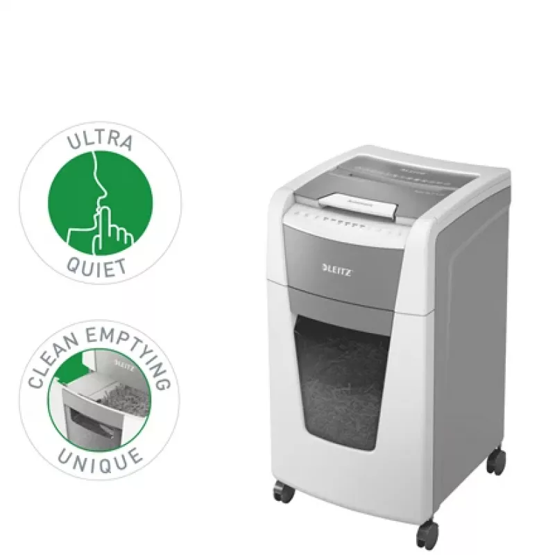 Leitz IQ Autofeed Office 300 papiervernietiger P5, microsnede, 22 cm, 2 x 15 mm, 60 L, 700 vel, 55 dB