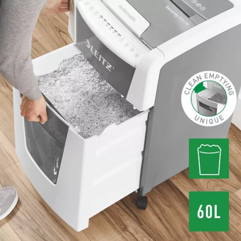 Leitz IQ Autofeed Office 300 papiervernietiger P5, microsnede, 22 cm, 2 x 15 mm, 60 L, 700 vel, 55 dB