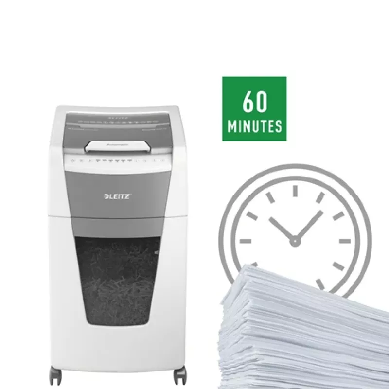 Leitz IQ Autofeed Office 300 papiervernietiger P5, microsnede, 22 cm, 2 x 15 mm, 60 L, 700 vel, 55 dB