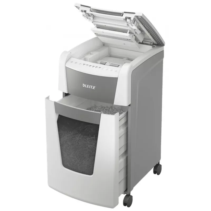 Leitz IQ Autofeed Office 300 papiervernietiger P5, microsnede, 22 cm, 2 x 15 mm, 60 L, 700 vel, 55 dB