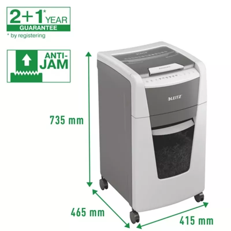 Leitz IQ Autofeed Office 300 papiervernietiger P5, microsnede, 22 cm, 2 x 15 mm, 60 L, 700 vel, 55 dB