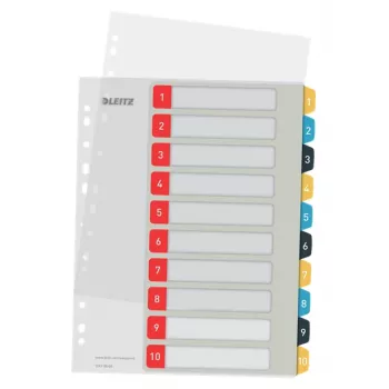 Leitz Cosy 1-10 bedrukbaar register, PP, numeriek tabregister, polypropyleen (PP), staand, A4 maxi, 245 mm, 305 mm