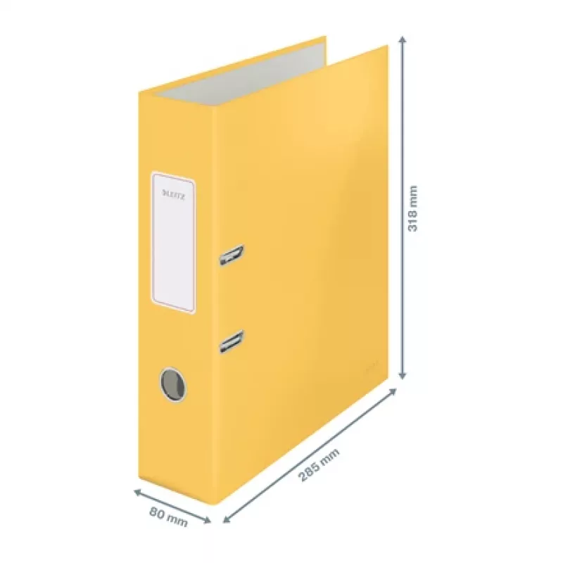 Leitz 180° Cosy hefboomordner Soft Touch 80 mm, A4, karton, geel, gestructureerd oppervlak, 600 vel, 80 g/m²