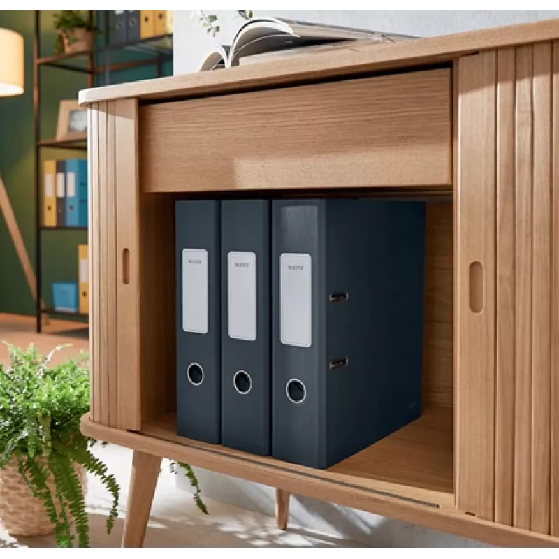 Leitz 180° Cosy hefboomordner Soft Touch 80 mm, A4, karton, zwart, gestructureerd oppervlak, 600 vel, 80 g/m²