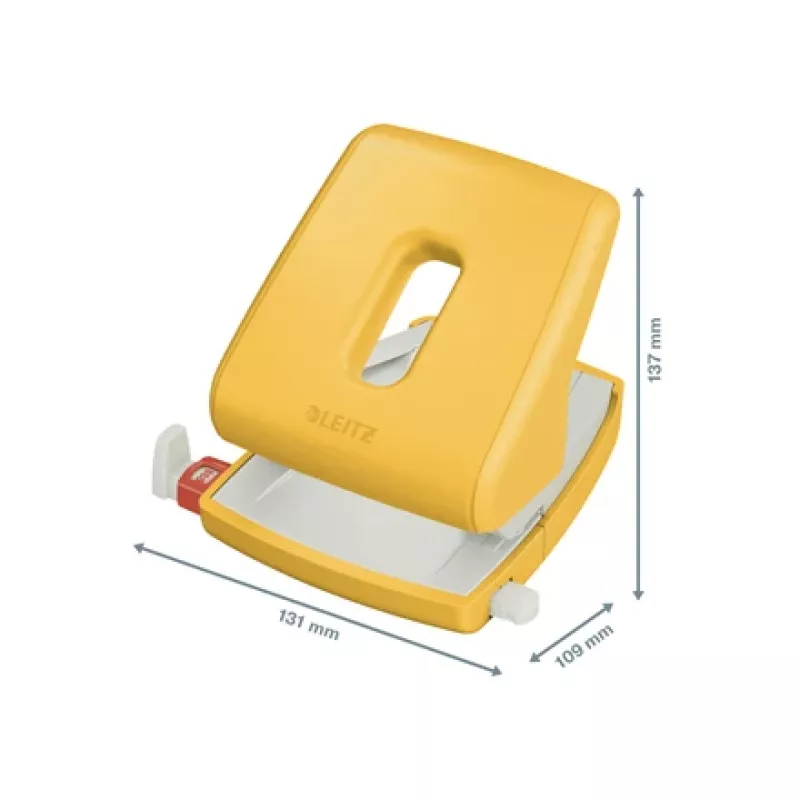 Leitz Cosy perforator 2-gaats 30 vel, geel, kunststof, 8 cm, 5,5 mm, A4
