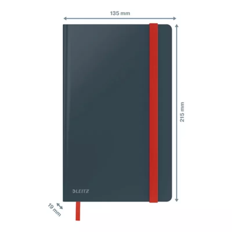Leitz Cosy notebook Soft Touch geruit met hardcover, monochroom, zwart, A5, 80 vel, mat, 100 g/m²