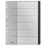 Leitz Recycle index, PP, extra breed, numeriek tabregister, polypropyleen (PP), zwart, wit, staand, A4 maxi, 160 g/m²