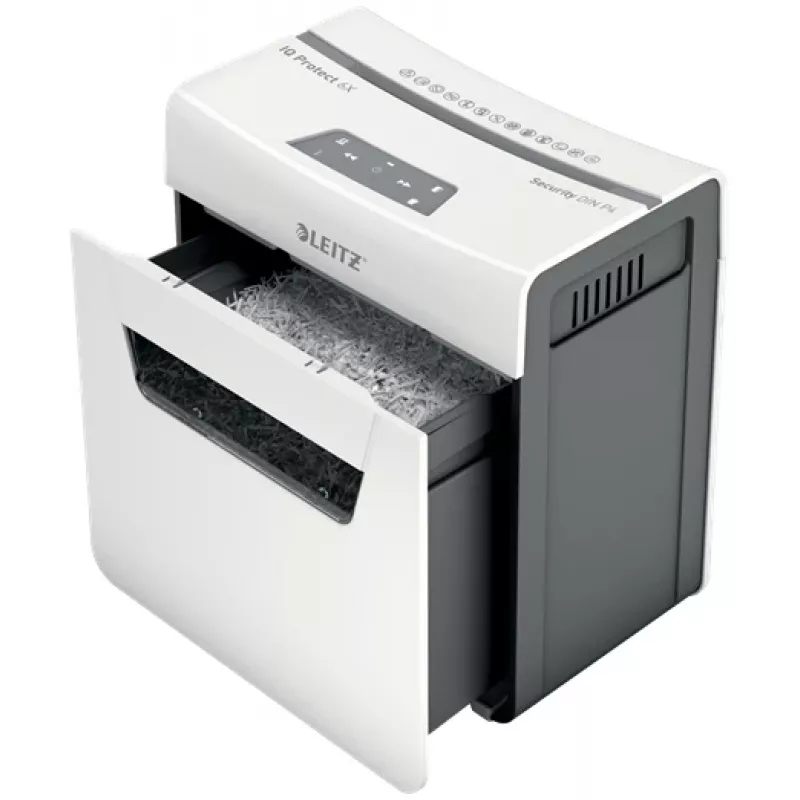 Leitz IQ Protect Premium papierversnipperaar 6X P4, 4 x 40 mm, 10 L, 100 vel, 55 dB, touch, 6 vel