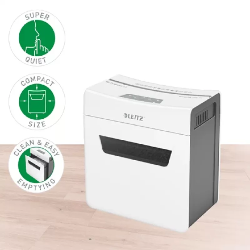 Leitz IQ Protect Premium papierversnipperaar 6X P4, 4 x 40 mm, 10 L, 100 vel, 55 dB, touch, 6 vel
