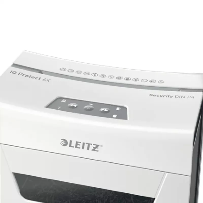 Leitz IQ Protect Premium papierversnipperaar 6X P4, 4 x 40 mm, 10 L, 100 vel, 55 dB, touch, 6 vel