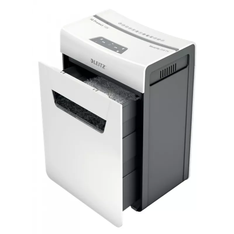 Leitz IQ Protect Premium papierversnipperaar 10X P4, 4 x 40 mm, 18 L, 150 vel, 55 dB, touch, 10 vel