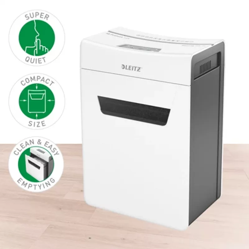 Leitz IQ Protect Premium papierversnipperaar 10X P4, 4 x 40 mm, 18 L, 150 vel, 55 dB, touch, 10 vel