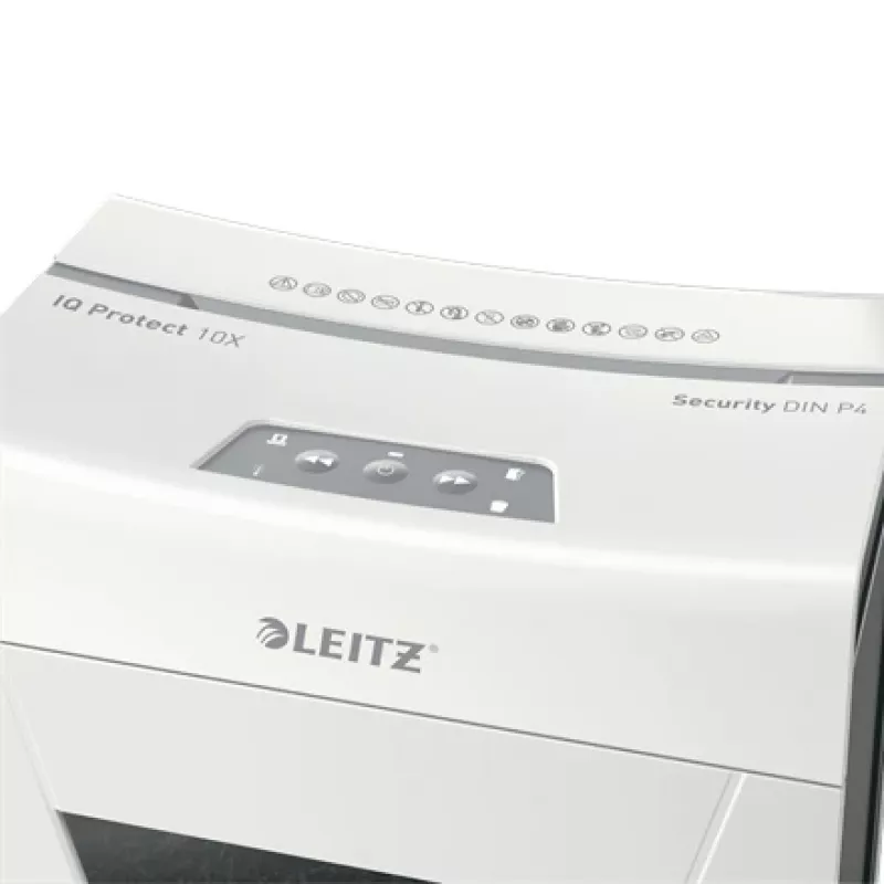 Leitz IQ Protect Premium papierversnipperaar 10X P4, 4 x 40 mm, 18 L, 150 vel, 55 dB, touch, 10 vel