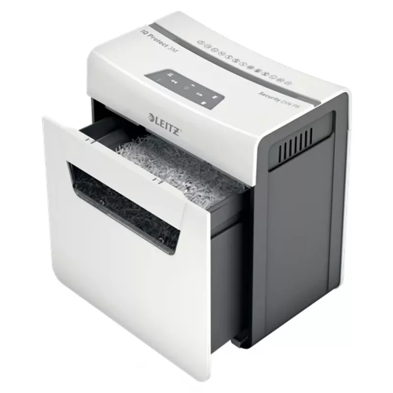 Leitz IQ Protect Premium papierversnipperaar 3M P5, microsnede, 2 x 15 mm, 10 L, 125 vel, 55 dB, touch