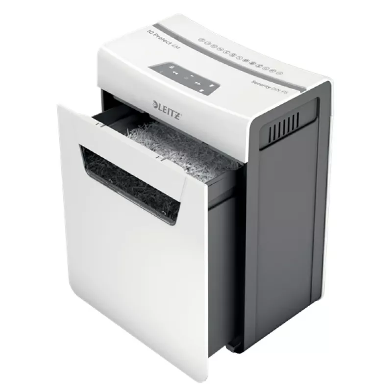 Leitz IQ Protect Premium papierversnipperaar 4M P5, microsnede, 2 x 15 mm, 14 L, 150 vel, 55 dB, touch