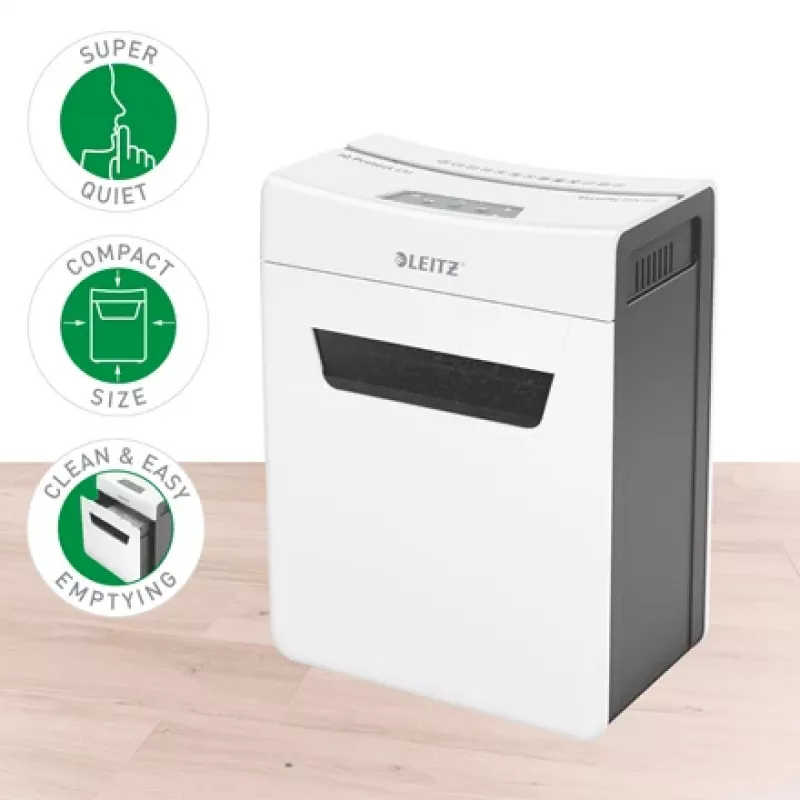 Leitz IQ Protect Premium papierversnipperaar 4M P5, microsnede, 2 x 15 mm, 14 L, 150 vel, 55 dB, touch