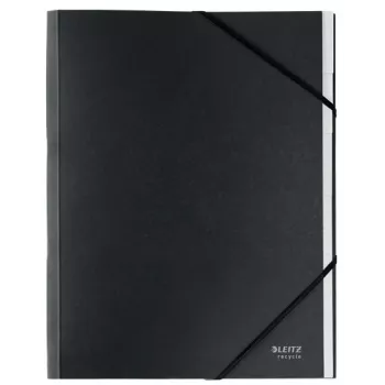 Leitz Recycle kaartjes-tabboek, handtekeningenmap, A4, karton, zwart, mat, elastiek
