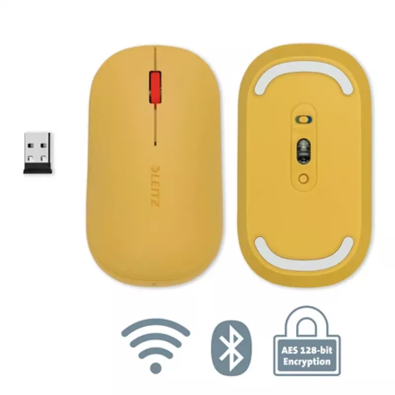 Leitz Cosy draadloze muis, dubbelhandig, RF Wireless + Bluetooth, 4000 DPI, oranje
