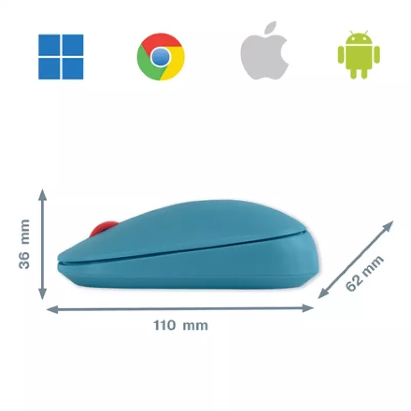 Leitz Cosy draadloze muis, dubbelhandig, RF Wireless + Bluetooth, 4000 DPI, blauw