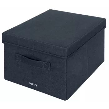 Leitz stoffen opbergbox met deksel, medium, 2-pack, opbergbox, blauw, rechthoekig, stof, monochroom, stof