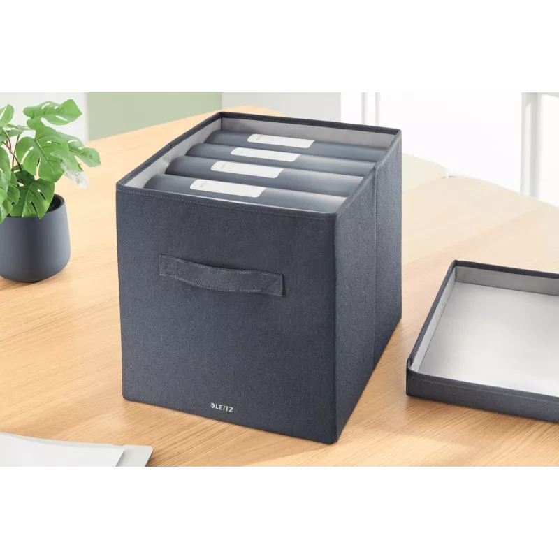 Leitz stoffen opbergbox met deksel groot, 2-pack, grijs, stof, 330 mm, 380 mm, 325 mm, 1,24 kg
