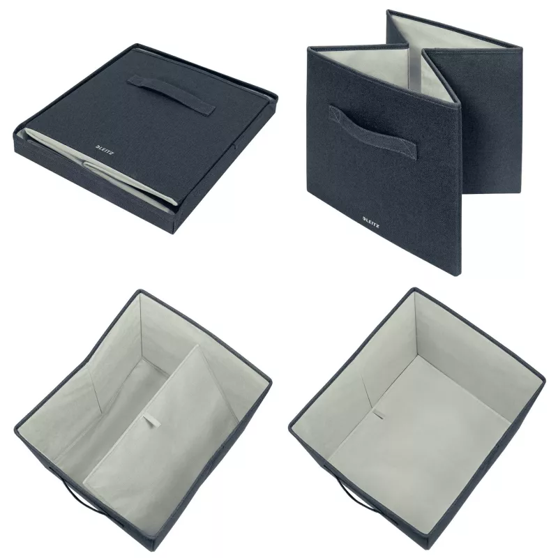 Leitz stoffen opbergbox met deksel groot, 2-pack, grijs, stof, 330 mm, 380 mm, 325 mm, 1,24 kg