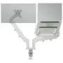 Leitz Ergo ruimtebesparende dual monitor- & laptoparm, klem/bureau-doorvoer, 9 kg, 33 cm (13 inch), 81,3 cm (32 inch), 100 x 100 mm, grijs