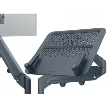 Leitz Ergo ruimtebesparende dual-monitor- & laptoparm, klem/bureau-doorvoer, 18 kg, 43,2 cm (17 inch), 81,3 cm (32 inch), 100 x 100 mm, donkergrijs