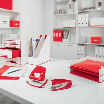 Leitz tijdschriftenverzamelaar WOW Dual Colour, rood, wit, kunststof, A4, 73 mm, 318 mm, 272 mm