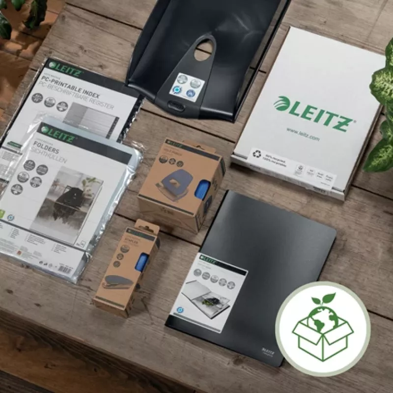 Leitz NeXXt Recycle perforator, 30 vel, rood, kunststof, 8 cm, 5,5 mm, A4, A5, A6, folio, US-quart, 8 x 8 x 8 cm