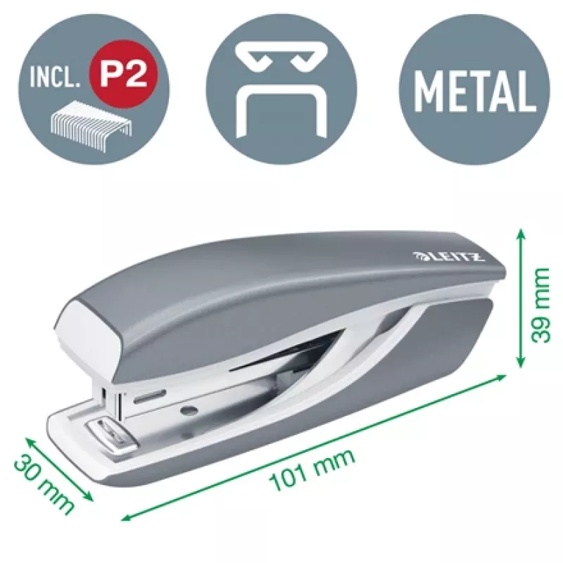 Leitz nietmachine & perforator set mini WOW, 10 vel, rood, P2, metaal, 80 g/m², 3,5 cm
