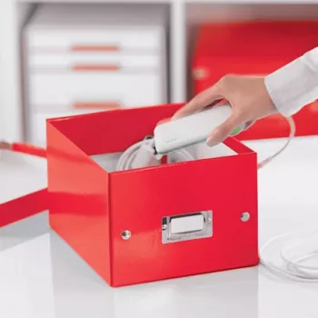 Leitz Click & Store WOW kleine opbergbox, opbergbox, rood, rechthoekig, karton, monochroom, binnen