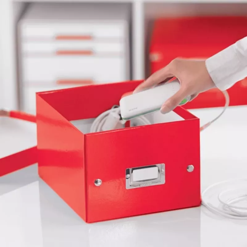 Leitz Click & Store WOW kleine opbergbox, opbergbox, rood, rechthoekig, karton, monochroom, binnen