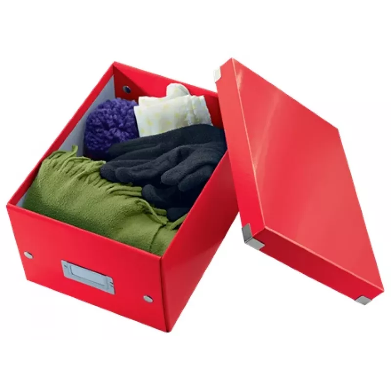 Leitz Click & Store WOW kleine opbergbox, opbergbox, rood, rechthoekig, karton, monochroom, binnen
