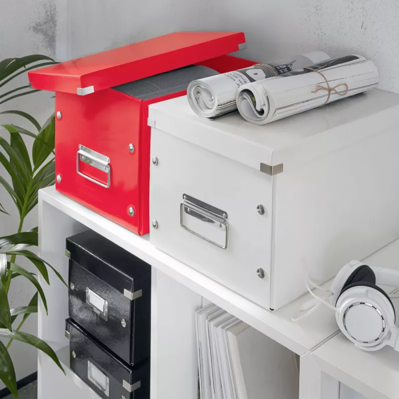 Leitz box Click & Store WOW Cube large opbergbox, opbergbox, rood, rechthoekig, karton, monochroom, binnen