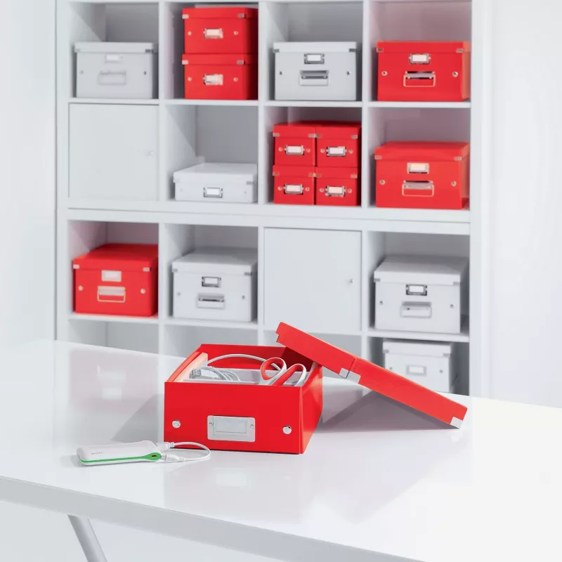 Leitz box Click & Store WOW Cube large opbergbox, opbergbox, rood, rechthoekig, karton, monochroom, binnen