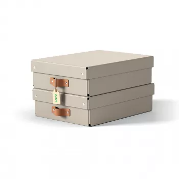Leitz Puro opbergbox met deksel, half laag, 8L, 100% gerecycled karton, 2-pack