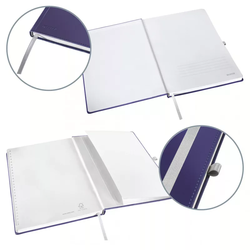 Leitz Style notitieboek A4 geruit met hardcover, monochroom, blauw, A4, 80 vel, 100 g/m², geruit papier