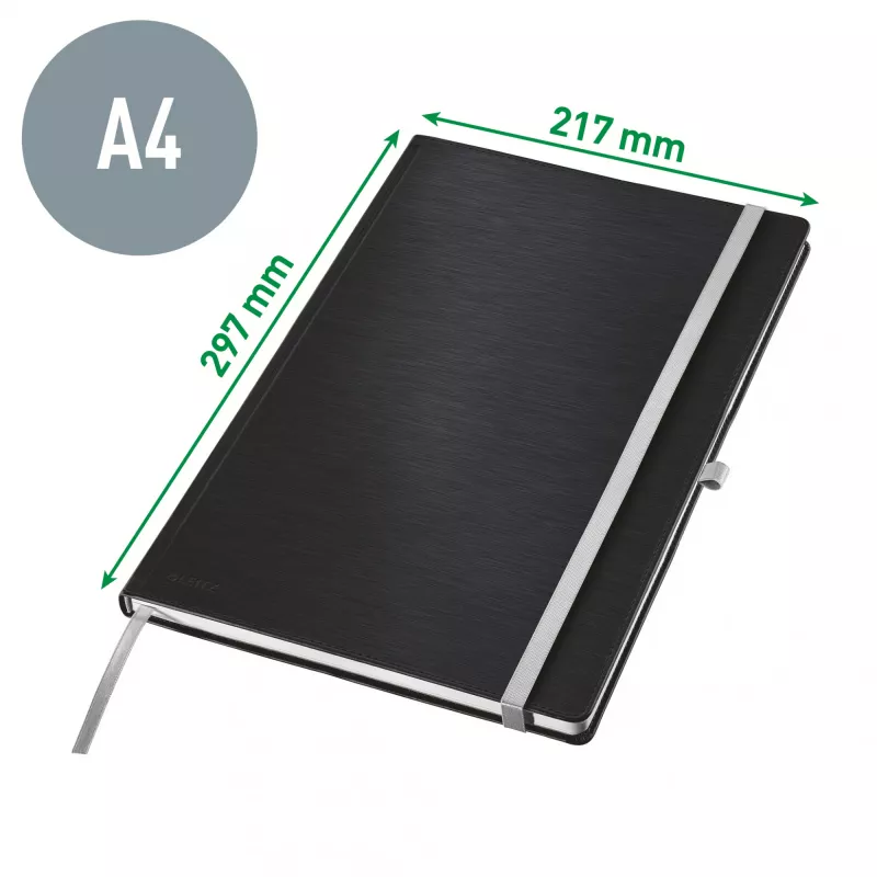 Leitz Style notitieboek A4 geruit met hardcover, monochroom, blauw, A4, 80 vel, 100 g/m², geruit papier