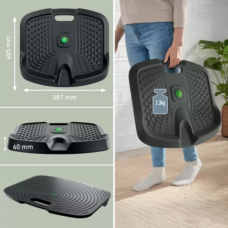 Leitz Ergo Active ergonomische antimoeheidsmat, rechthoekig, zwart, polyurethaan, bubble, China, 605 x 681 mm