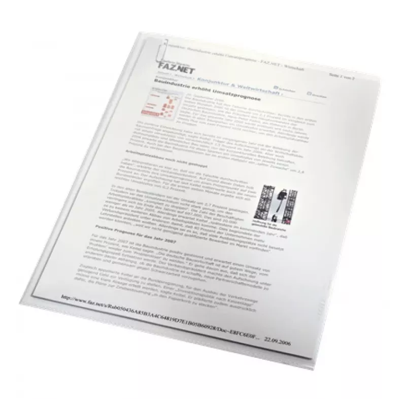 LEITZ insteekhoezen standaard, A4, PP, geribbeld, 0,13 mm, boven en zijkant open, documentecht (4000-00-03)