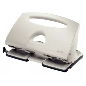 Leitz perforator 5132, 4-voudige perforatie 40 vel, 40 vel, grijs, aluminium, kunststof, 8 cm, 5,5 mm, A4, A5, A6, folio, US quart