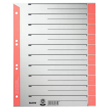 Leitz 16520025 tabregister numeriek register karton grijs, rood