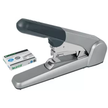 Leitz Heavy Duty platte nietmachine, 60 blad, grijs, lichtgrijs, standaard nieten, 25/10, 6 cm, 110 nietjes