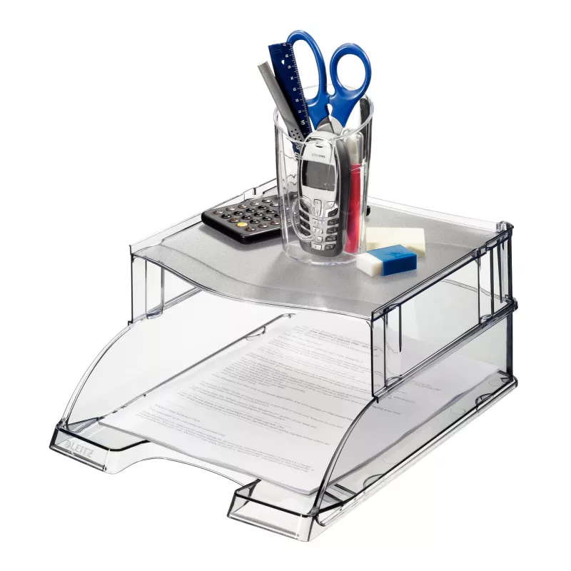 Leitz Briefbak verhoging Plus Universal, kunststof, grijs, transparant, 254 mm, 265 mm, 70 mm, 200 g