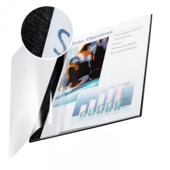 Leitz impressBIND voorblad Soft 10,5 mm, A4, karton, polyethyleentereftalaat (PET), zwart, transparant, 105 blad, 1,05 cm, 214 mm