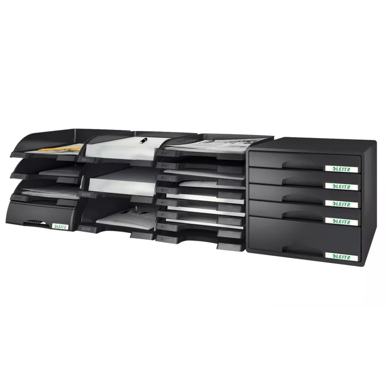 Leitz Briefbak Plus, kunststof, zwart, A4, 242 x 330 x 60 mm, 255 mm, 357 mm