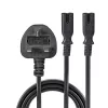 Lindy 2,5 m UK-stekker type G naar 2x IEC C7 splitter-verlengkabel, zwart